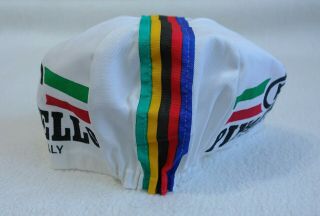 Vintage Pinarello cycling cap VGC campione italiano rainbow bands 80s 4