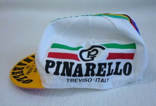 Vintage Pinarello cycling cap VGC campione italiano rainbow bands 80s 5