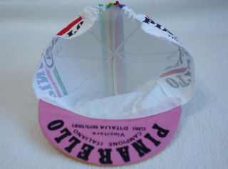 Vintage Pinarello cycling cap VGC campione italiano rainbow bands 80s 6