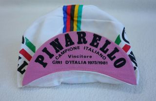 Vintage Pinarello cycling cap VGC campione italiano rainbow bands 80s 7