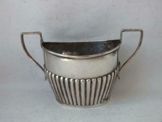 Antique Solid Sterling Silver Sugar Bowl 1908/ L 13.  1 Cm/ 87 G