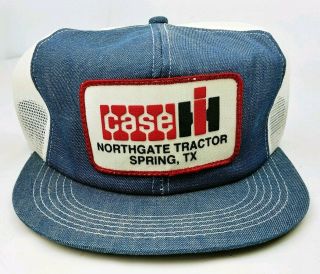 Vtg Case Tractor Spring Texas Patch Denim Snapback Trucker Hat K - Products,  Usa