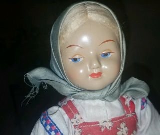 Rare Antique Composition & Cloth Body Doll Hand Painted Face German/dutch?