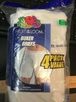 Vintage 2004 Fruit Of The Loom White Boxer Briefs 4 Pack Size Small 30 - 32