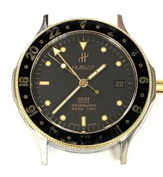 Vintage Hublot 18K & Stainless MDM Greenwich Mean Time GMT Quartz Wrist Watch 3