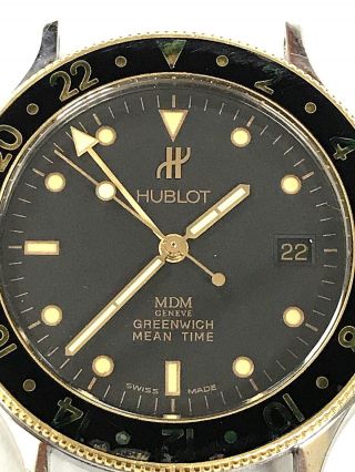 Vintage Hublot 18K & Stainless MDM Greenwich Mean Time GMT Quartz Wrist Watch 6