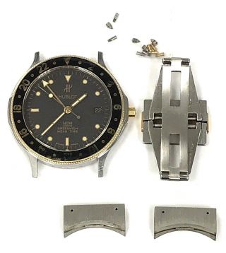 Vintage Hublot 18K & Stainless MDM Greenwich Mean Time GMT Quartz Wrist Watch 7