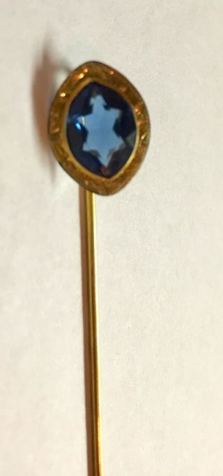 Vintage 10K Gold Stickpin with Sapphire 8