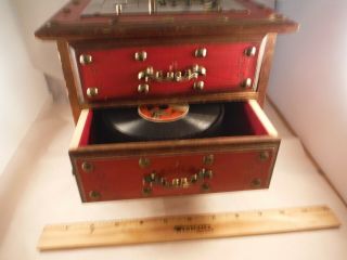 RARE Vintage Retro Grammaphone With Horn 12 Disc Playing Music Box 4