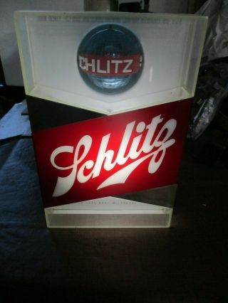 Vintage 1959,  Schlitz Beer Lighted Motion Spinning Globe Bar Sign,  Man Cave