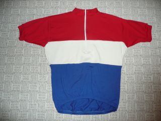 Wool Vintage Classic Retro Bike Jersey Xl Red White Blue Merino Short Sleeve
