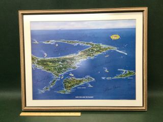 Vtg Cape Cod And The Islands Massachusetts Map John Ross Macdonald Print Frame