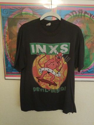 Rare 1988 Inxs Concert T Shirt Xl Tour Dates Devil Inside True Vintage 22x27