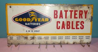 Vintage Goodyear Tire Battery Cable Dealer / Gas Station Metal Display Sign,  Oil