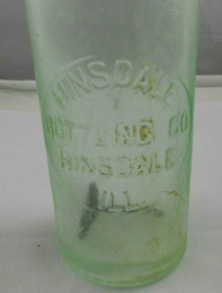 Vtg Hinsdale Bottling Co ILL IL Green Hutchinson Blob Bottle Chicago suburb 2