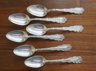 Antique Sterling Silver Teaspoons - Set of 6 - 1890s - 93.  7 gr - Mono - 5