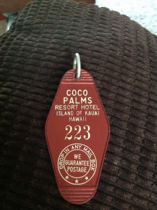 Hotel Key Fob Vintage Coco Palms Resort Hotel Kauai Hawaii 1960 