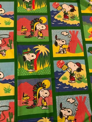 Vintage Snoopy Peanuts Cloth Blanket Huge 109x80