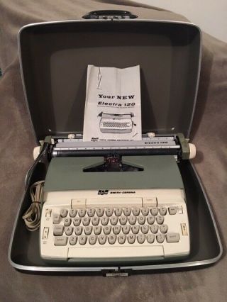 Vintage 1970s Smith Corona Electra 120 Portable Electric Typewriter W/ Hard Case