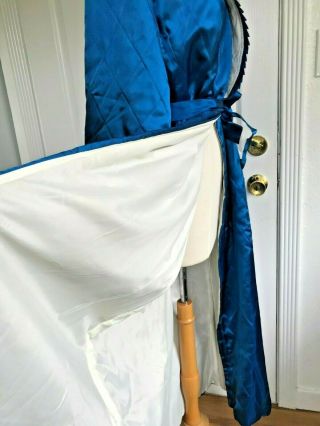 Vintage Embroidered Japanese Tourist 40 ' s Blue Satin Quilted Robe UNWORN 8
