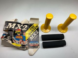 Nos Vintage Grab On Mx - 2 Old School Jmc Haro 26 Bmx Cruiser Yellow Grips Oakley