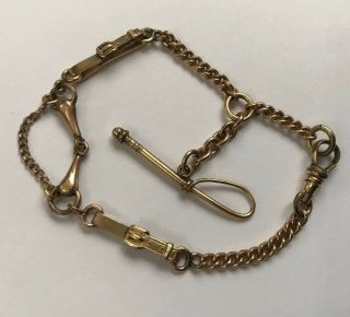 Vintage Rolled Gold / Gold Filled Equestrian Horse Theme Bracelet Riding Crop