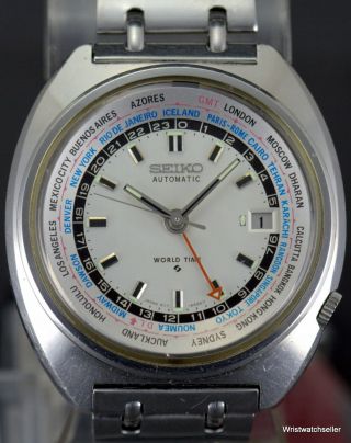 Vintage Seiko World Time Gmt 6117 - 6400 Waterproof Japan F Bracelet