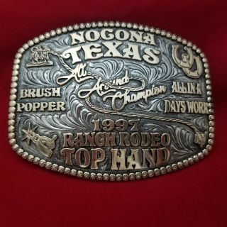 1997 Rodeo Belt Buckle Vintage Nocona Texas All Around Champion - Leo Smith - 92