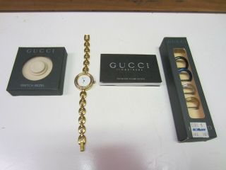 Authentic Gucci Ladies Watch 11/22 Gold Plated With 5 Bezels
