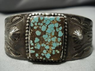 Very Rare Early 8 Deposit Vintage Navajo Sterling Silver Bracelet Old