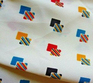 Vintage Mid Century Modern Abstract Crepe Fabric Material Yardage Fabulous