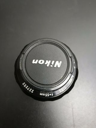 Nikon Nikkor - S Auto 55mm F/1.  2 1.  2/55 Fast Vintage Prime Lens With Caps 3