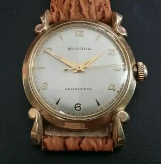 Vintage Bulova Wrist Watch Gf Case With Fancy Lugs Runs Good L3 Band