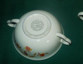 8 Vtg Hall China Jewel Tea Autumn Leaf 2 - Handled Cream Soup Bowls 5