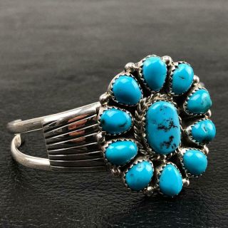 Vintage Ben Touchine Navajo Sterling Silver Turquoise Cuff Bracelet 21.  9 Grams