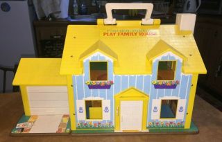Fisher Price LITTLE PEOPLE PLAY FAMILY YELLOW HOUSE 952 100,  BOX VINTAGE TOY 8