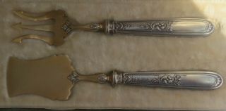 FINE ANTIQUE FRENCH SILVER HORS d ' OEUVRE PATE & FORK SERVER SET 3