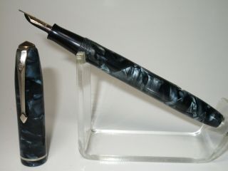 Vintage Conway Stewart No 75 Fountain Pen Blue Marbled 14ct Flexy Nib