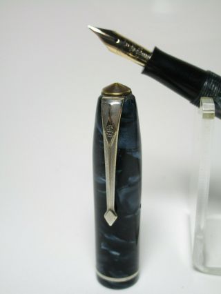 Vintage CONWAY STEWART No 75 fountain pen blue marbled 14ct flexy nib 3