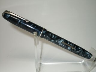 Vintage CONWAY STEWART No 75 fountain pen blue marbled 14ct flexy nib 6