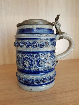 Rare Westerwald stoneware jug dated 1729 German stoneware tankard Bellarmine jug 3