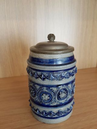 Rare Westerwald stoneware jug dated 1729 German stoneware tankard Bellarmine jug 4