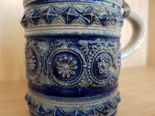 Rare Westerwald stoneware jug dated 1729 German stoneware tankard Bellarmine jug 6