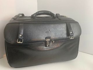Vintage Montblanc Black Leather Executive Travel Suitcase Weekender Luggage Bag