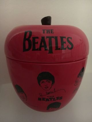 Vintage The Beatles Washington Pottery Fab Four Apple Shape Biscuit Cookie Jar