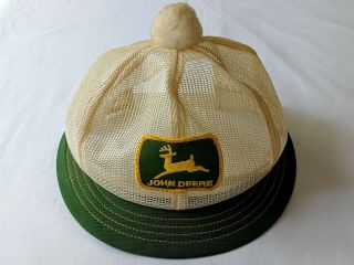 Rare Vintage John Deere Snapback Mesh Hat Cap 70s 80s Pom - Pom Patch Louisville