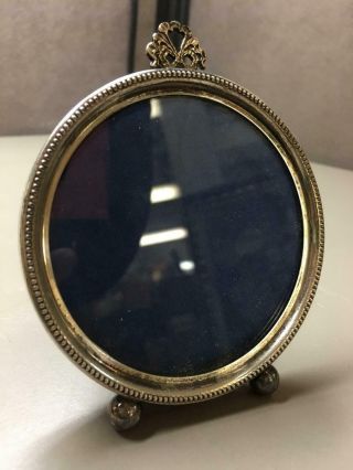 Vintage Sterling Silver Small Round Picture Frame