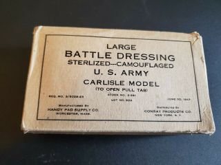 WWII 1943 Large Battle Dressing U.  S.  Army Carlisle Model military box 3