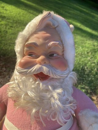 Vintage Rushton Pink Santa Claus 16” Rubber Face 3
