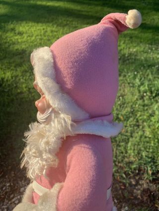 Vintage Rushton Pink Santa Claus 16” Rubber Face 7